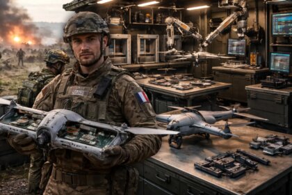 Francia revoluciona la guerra con la primera fábrica de drones portátil capaz de crear un dron en solo 3 horas en pleno campo de batalla