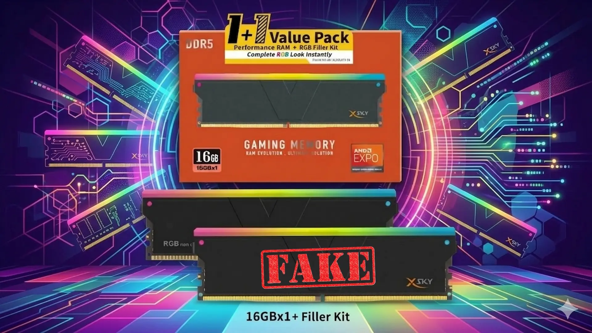 La crisis de la RAM se vuelve ridícula: ya venden kits de memoria en donde un módulo es fake, solo plástico y luces