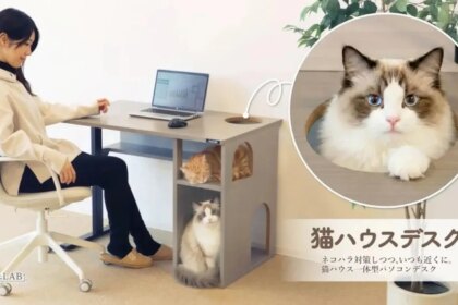 Si tienes un gato en casa necesitas este escritorio de ordenador japonés