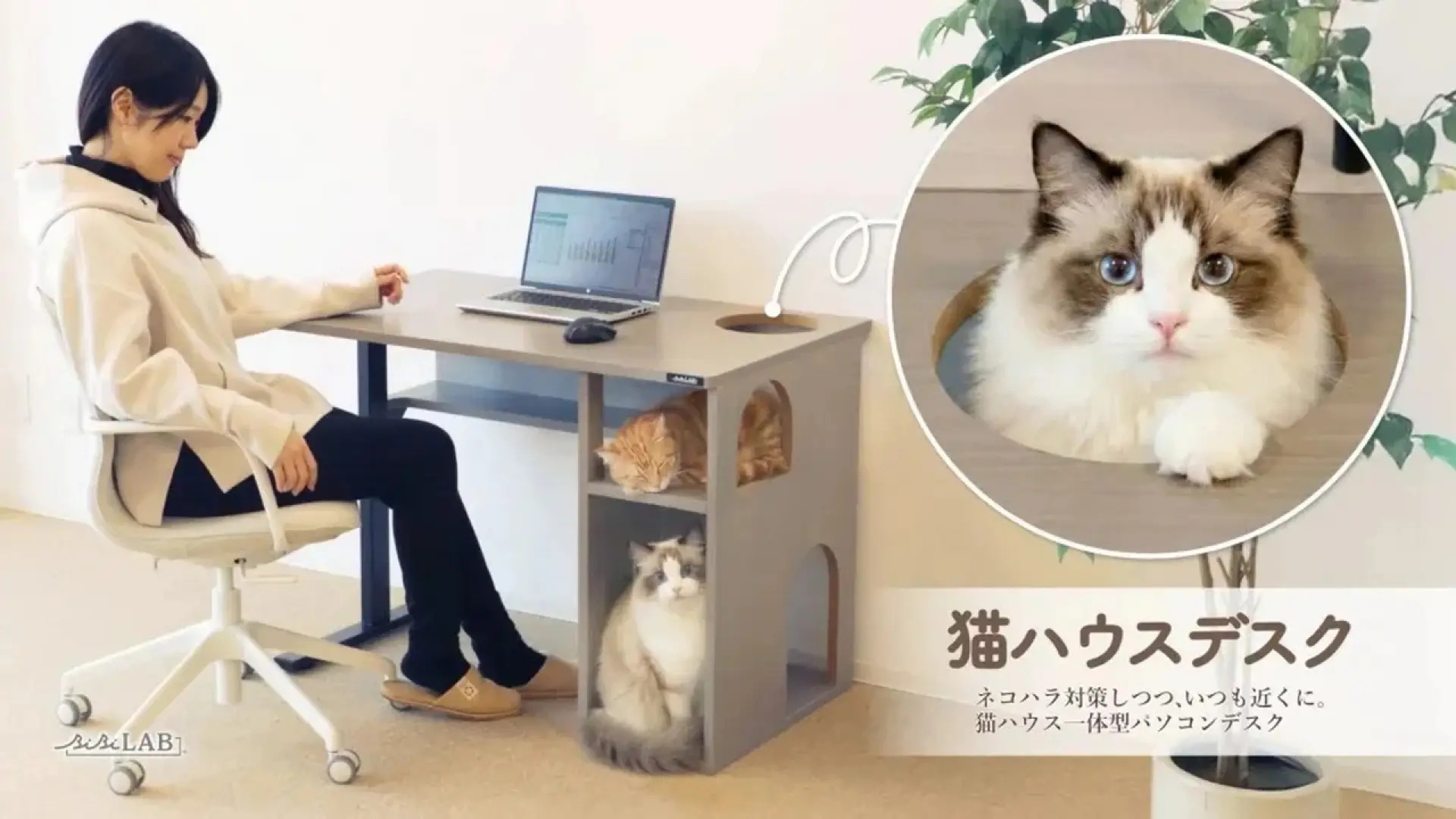 Si tienes un gato en casa necesitas este escritorio de ordenador japonés