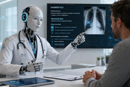 Un médico y una IA revisando juntos un diagnóstico médico