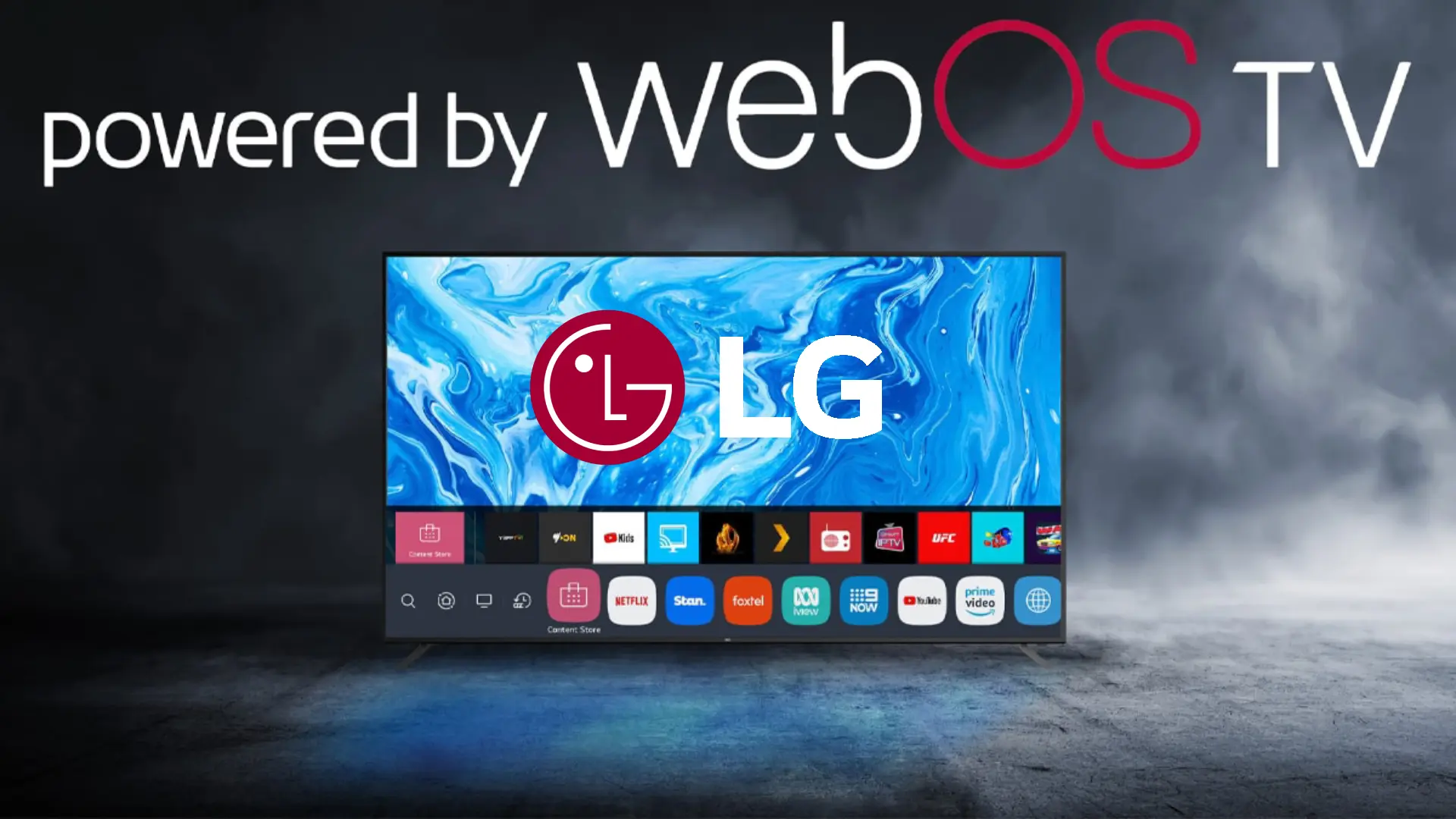 Un Smart TV de LG mostrando una imagen artística con Gallery+