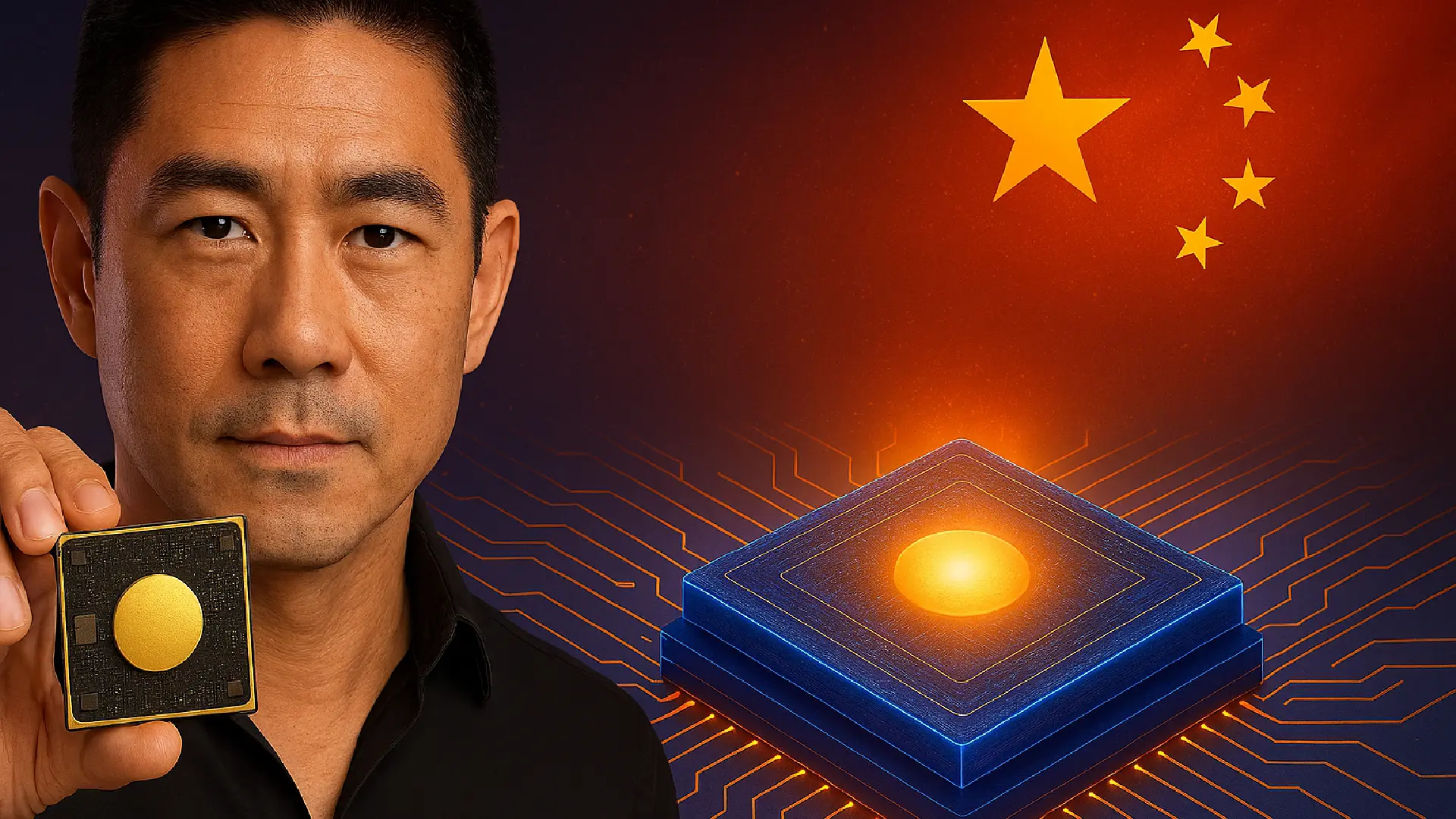 Imagen de un procesador fotónico con haces de luz, 'LightGen, el futuro de la computación'