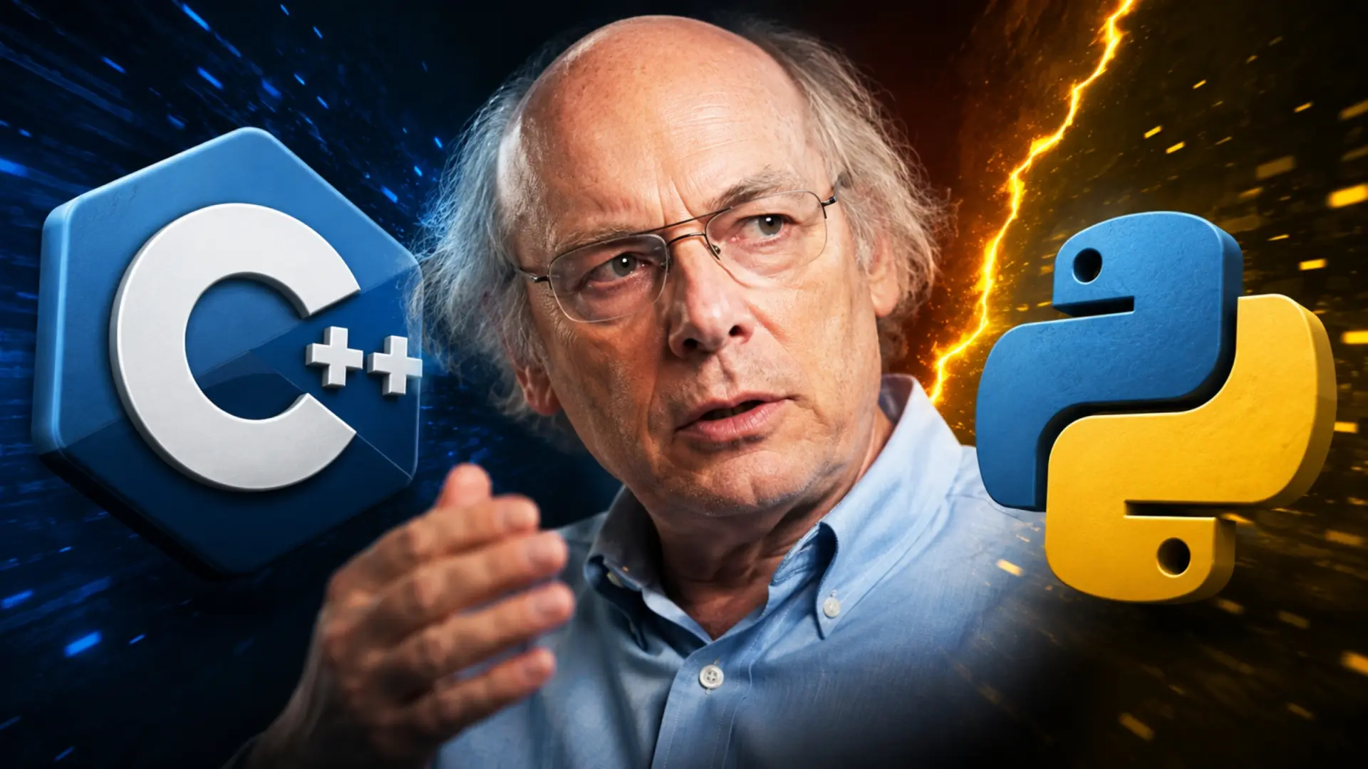 Bjarne Stroustrup en una conferencia sobre C++ y su comparación con Python