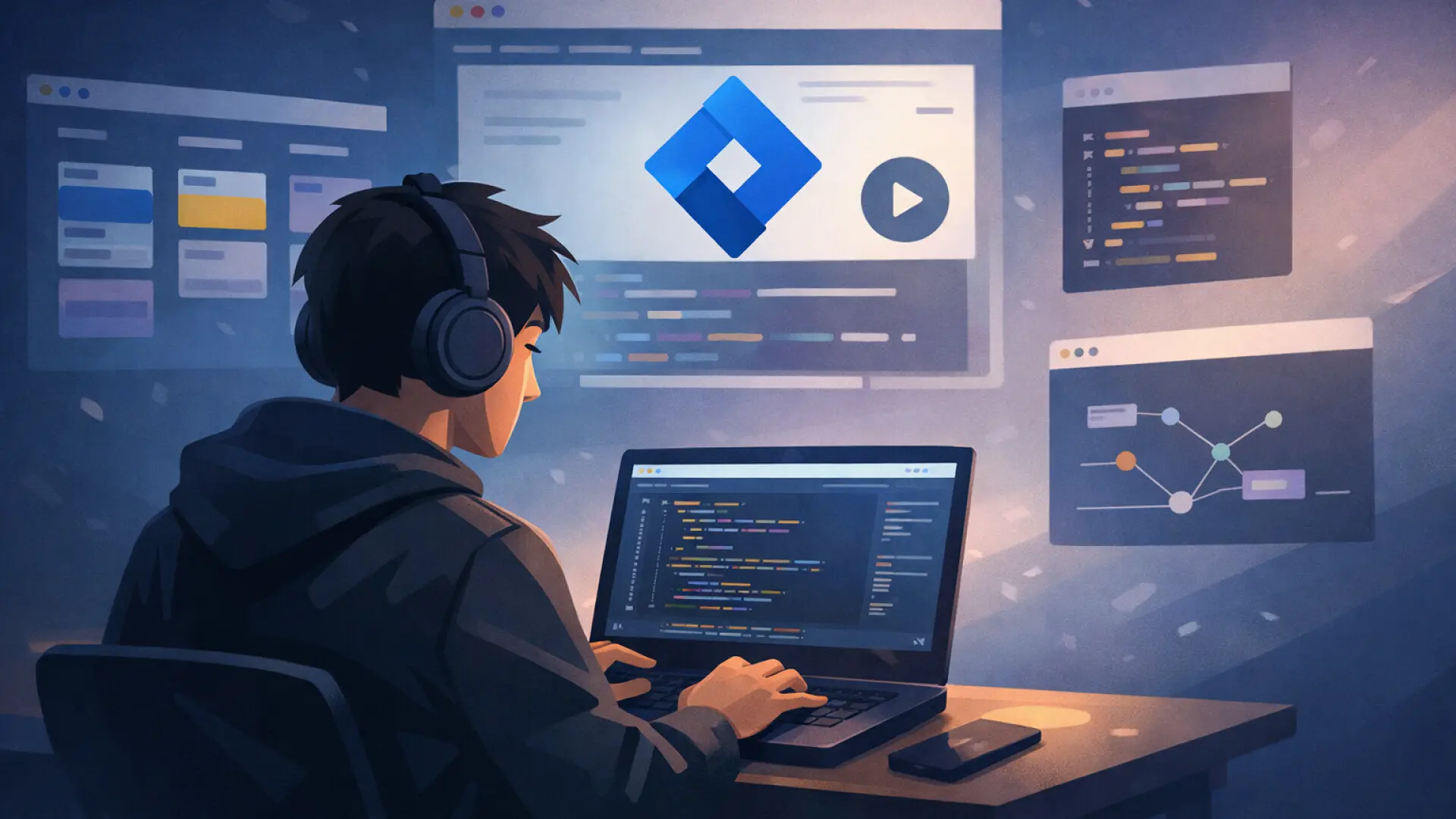 Un desarrollador trabajando con Jira en su ordenador