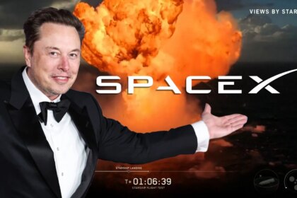 Imagen de una explosión de un cohete de SpaceX durante pruebas de aproximación en el Océano Índico