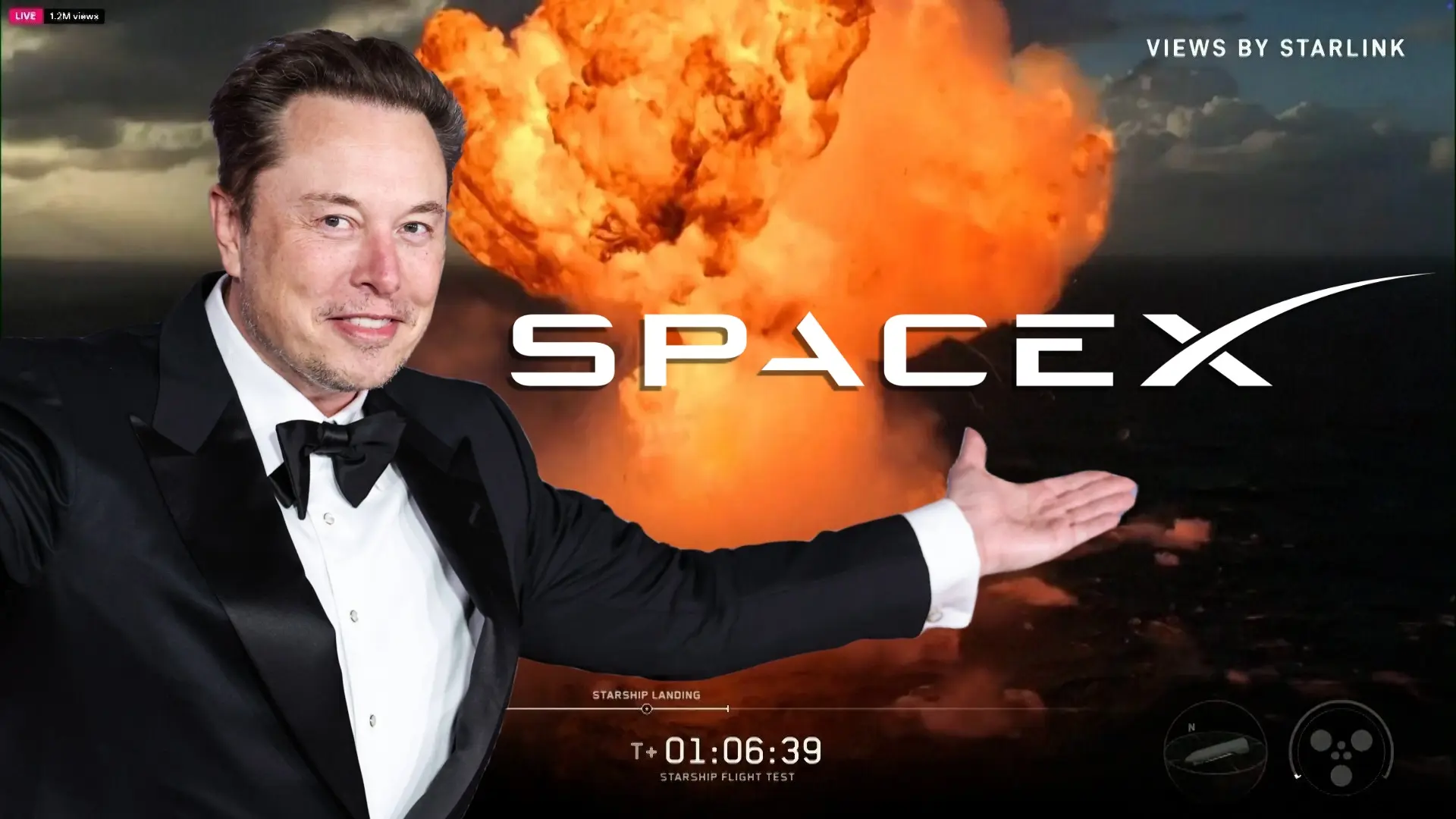 Imagen de una explosión de un cohete de SpaceX durante pruebas de aproximación en el Océano Índico