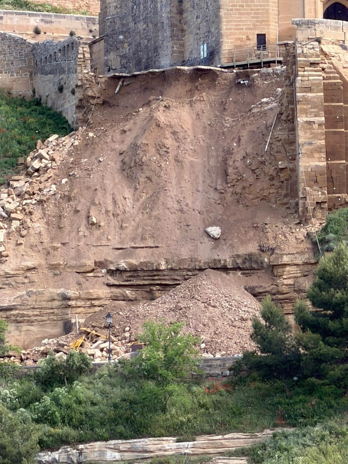 Imagen del castillo de San Vicente de la Sonsierra tras el desprendimiento