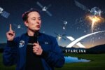 Antenas Starlink en un pueblo español con el router y cables bajo un cielo estrellado