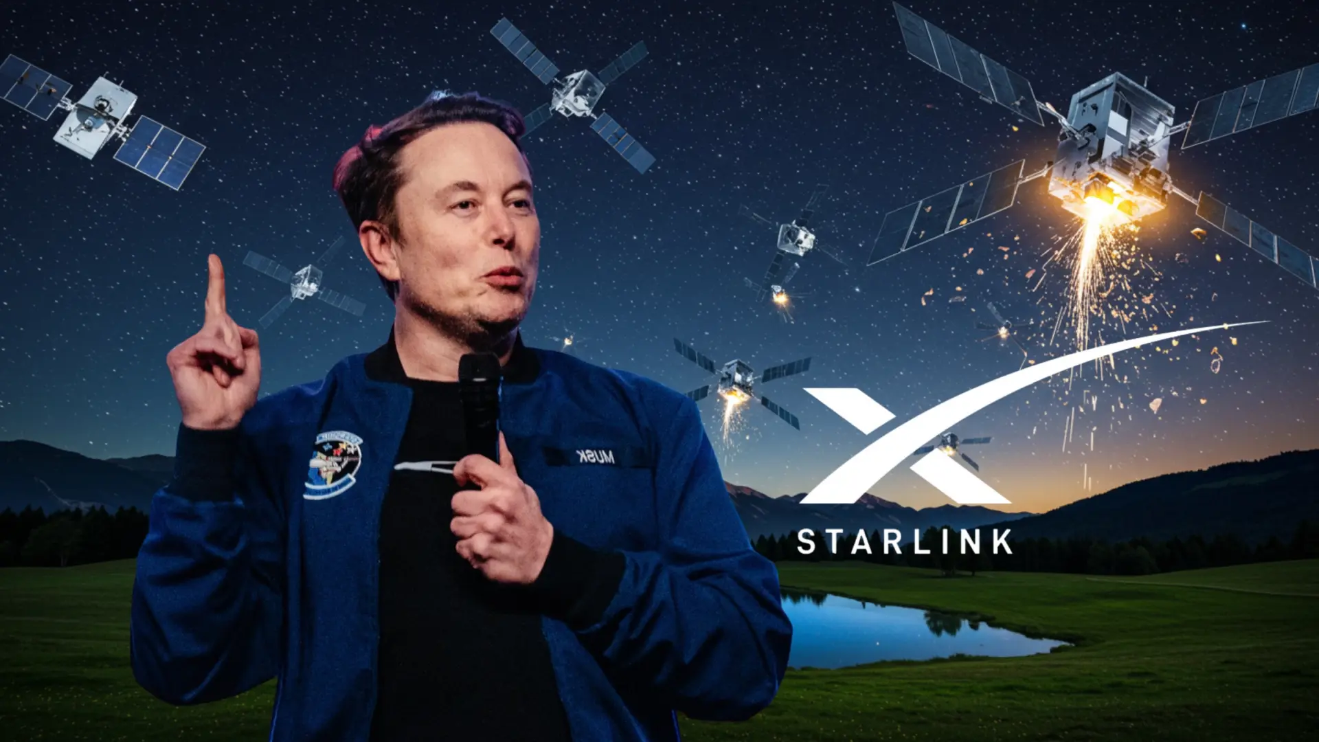 Antenas Starlink en un pueblo español con el router y cables bajo un cielo estrellado