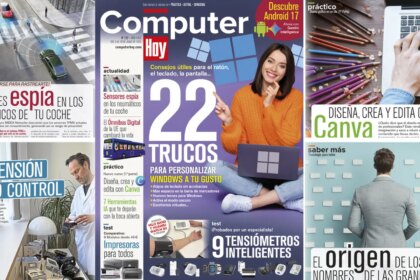 Revista Computer Hoy número 722 sobre una mesa de trabajo con dispositivos tecnológicos alrededor