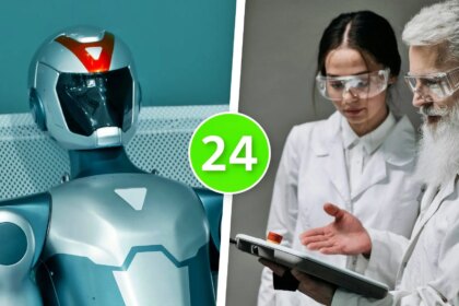 Un robot de almacén en movimiento siendo alimentado por un láser invisible