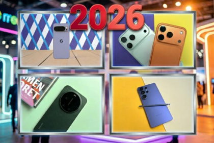Varios smartphones de gama alta y media alineados mostrando sus diseños únicos y pantallas brillantes