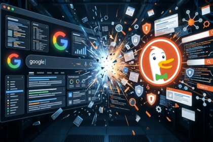 Pantalla de Google mostrando resultados con enlace a DuckDuckGo como alternativa a la IA