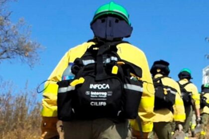 Bomberos forestales trabajan en la extinción de un incendio en el paraje Rancho del Guadiamar
