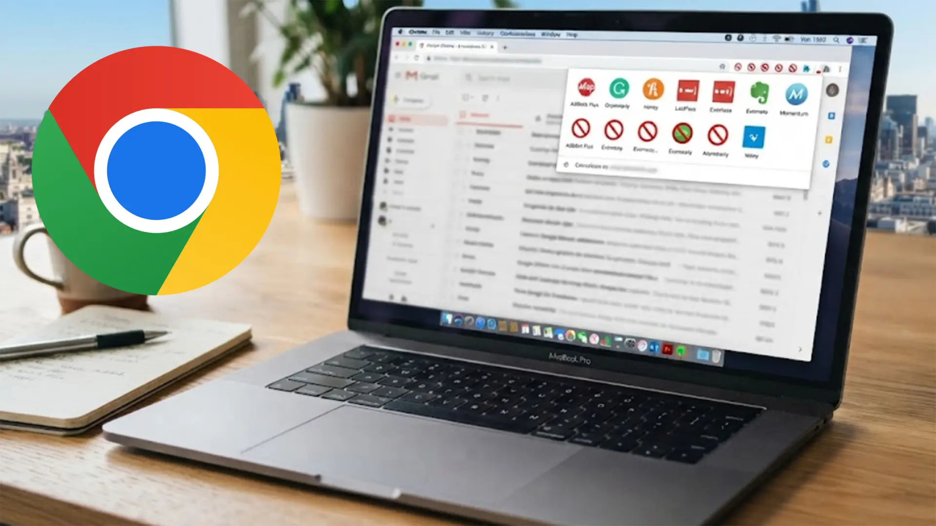 Pantalla de Chrome con extensiones bloqueadas y mensaje de prohibición de Google sobre límites de IA